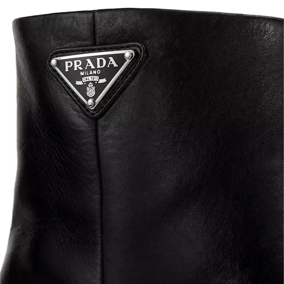 PRADA 55MM Leather Logo Booties - Picture 3 of 3